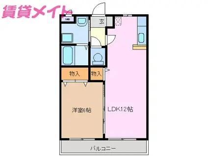 カレン曙(1LDK/3階)の間取り写真