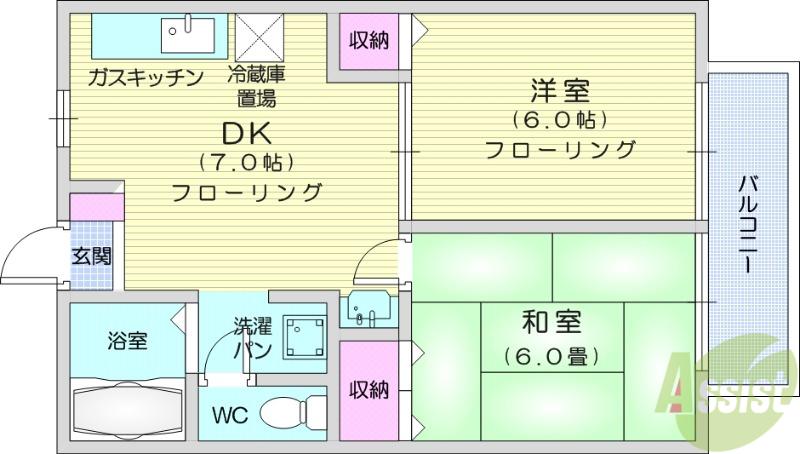 ビュープレイスT(2DK/1階)の間取り写真