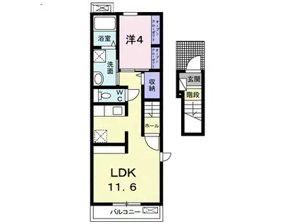 サンテールIII B(1LDK/2階)の間取り写真