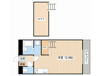 ウルル 21(ワンルーム/2階)の間取り写真
