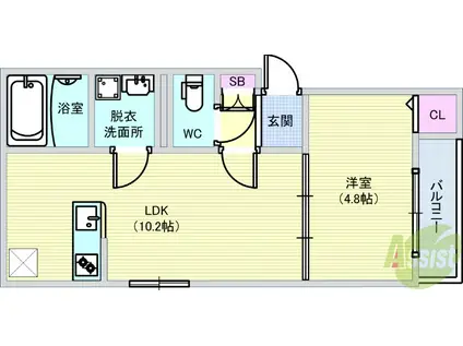 メゾンみけ(1LDK/3階)の間取り写真