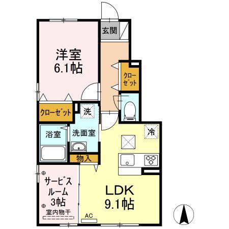 セジュール雅 A棟(1LDK/1階)の間取り写真