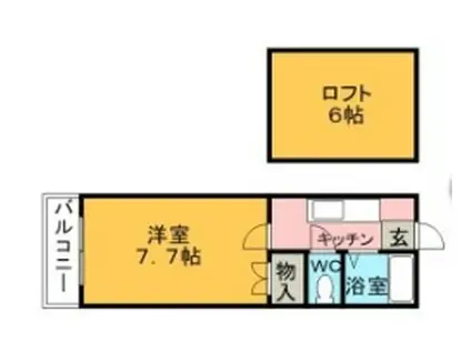 レッドハウス福益B(1K/2階)の間取り写真