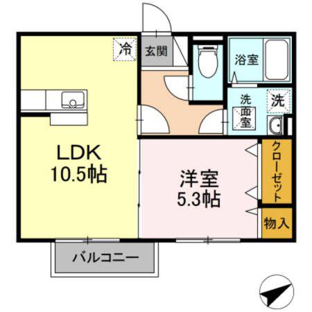 リッシハウス(1LDK/1階)の間取り写真