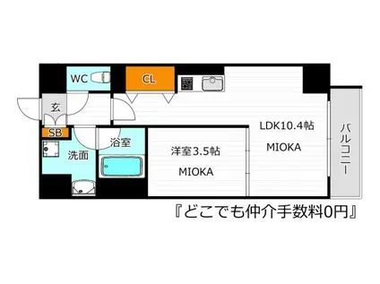 KG ソフィア アベノ播磨町(1LDK/2階)の間取り写真