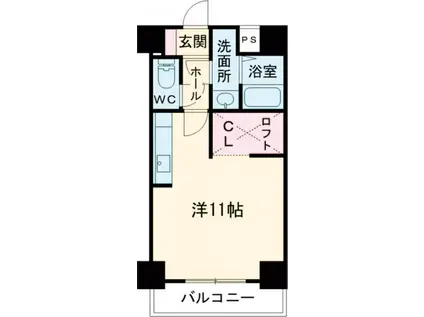 ロゼリア(ワンルーム/2階)の間取り写真