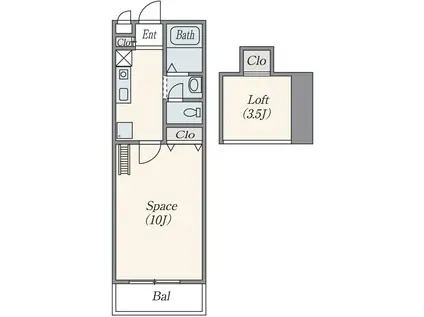 グランドヒル大津和(1K/1階)の間取り写真