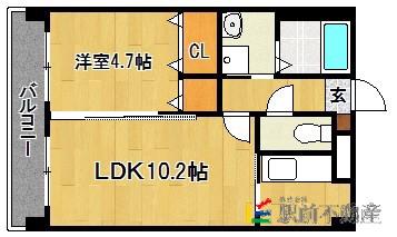 アセットヒルズパークサイト博多(1LDK/7階)の間取り写真