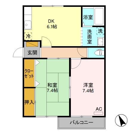 ロイヤルハウス(2DK/1階)の間取り写真