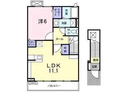 アバンツアートII(1LDK/2階)の間取り写真