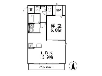 ウィステリア II(1LDK/1階)の間取り写真