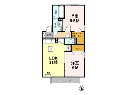 リビングタウン上堀A(2LDK/1階)の間取り写真