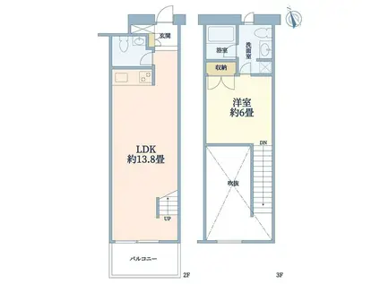 都営三田線 千石駅 徒歩4分 5階建 築23年(1LDK/2階)の間取り写真