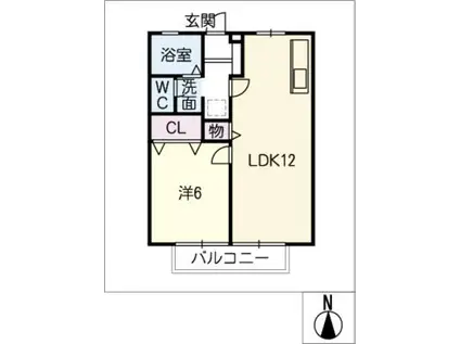 ビーラインまほろば(1LDK/1階)の間取り写真