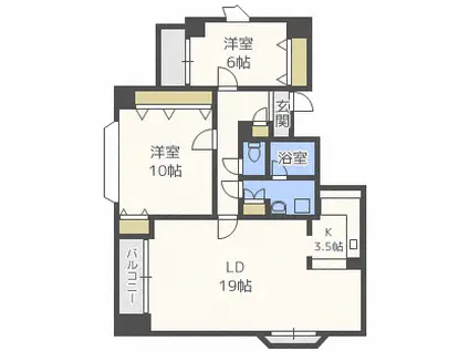 クレステージ南6条(2LDK/8階)の間取り写真