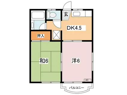 ハイツラン(2DK/2階)の間取り写真