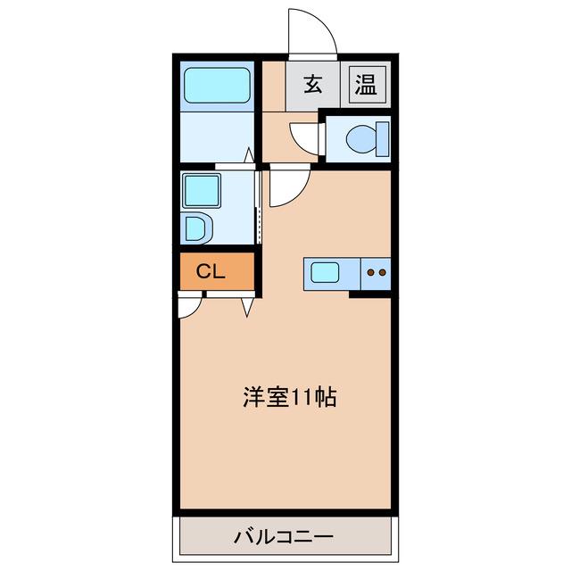 サンシェルテ(1K/1階)の間取り写真