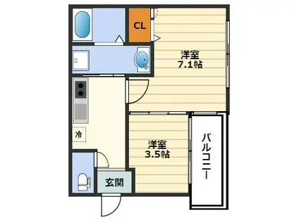 リトルフラワー(1SK/3階)の間取り写真