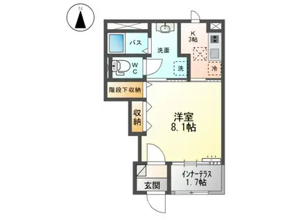 アクシィヴX(1K/1階)の間取り写真