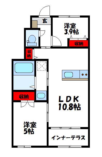 ラコッリーナ(2LDK/1階)の間取り写真