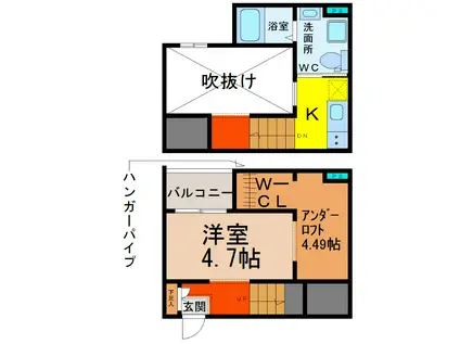 CELESTE五女子(1K/1階)の間取り写真