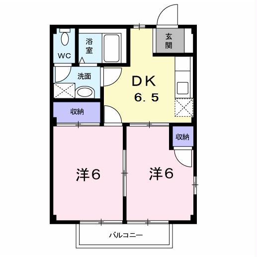 アネックス山王(2DK/2階)の間取り写真
