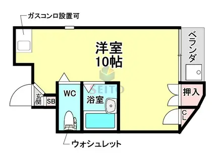 CORP1(ワンルーム/1階)の間取り写真