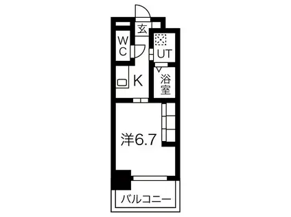 リシュドール伝馬(1K/4階)の間取り写真