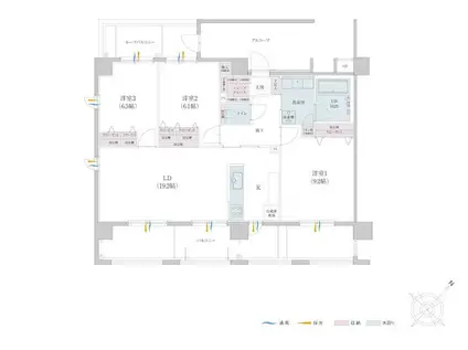 THE TEN GOOD 祖原II(3LDK/5階)の間取り写真