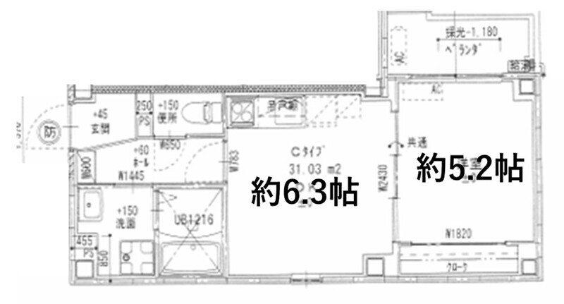 GARDENIA天王寺南(1LDK/3階)の間取り写真