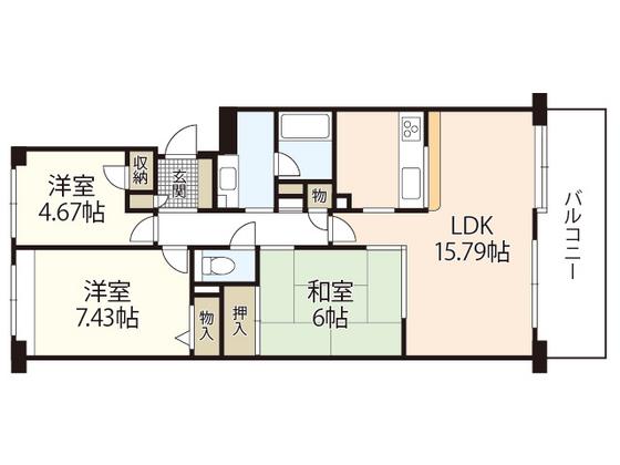 井口台パークスクエアB棟(3LDK/5階)の間取り写真