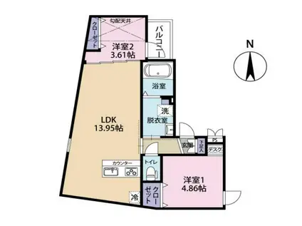 ブロンテ大久保(2LDK/1階)の間取り写真