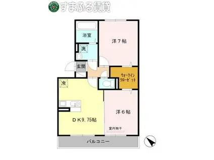 プラムビレッジII(2LDK/2階)の間取り写真