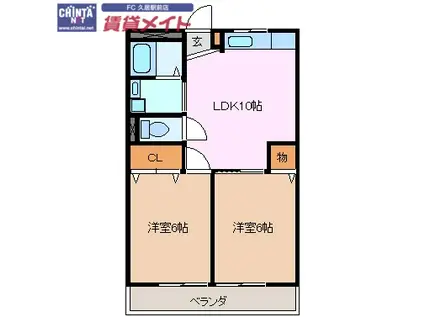 日伯産業(2LDK/3階)の間取り写真