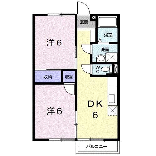 アムール(2DK/2階)の間取り写真