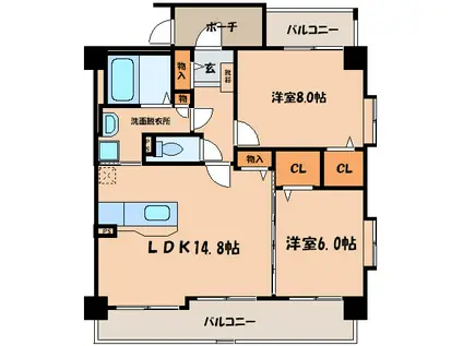 フレアMICHIKO(2LDK/6階)の間取り写真