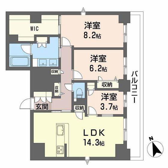 ラヴェール横川(3LDK/9階)の間取り写真
