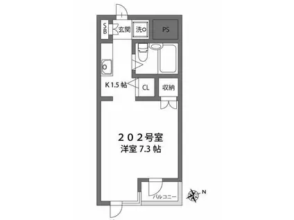 BCメゾン和泉(1K/2階)の間取り写真