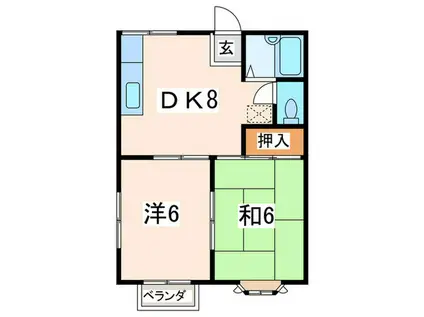 小松ハイムC棟(2DK/2階)の間取り写真