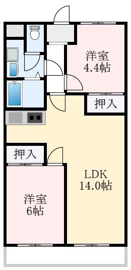 パークレジデンス北野田(2LDK/1階)の間取り写真