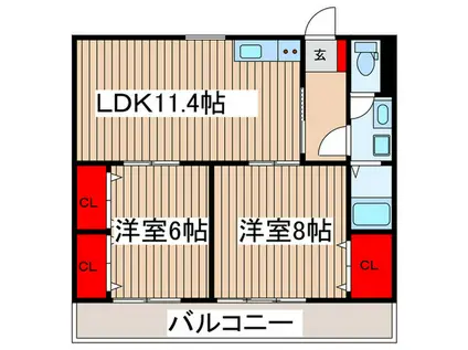 ガーデンフィール中央二番館(2LDK/3階)の間取り写真