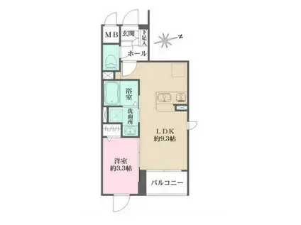 LA PERLA 桜新町(1LDK/2階)の間取り写真