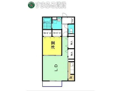 ボヌールII(1LDK/1階)の間取り写真