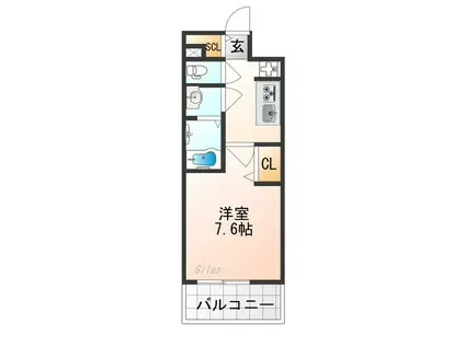 フォーリアライズ京都大将軍(1K/2階)の間取り写真