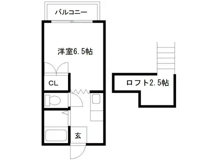 アリス桜木町 第Ⅰ(1K/2階)の間取り写真