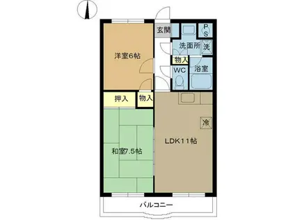 ラーレTOKIMEKI I(2LDK/1階)の間取り写真