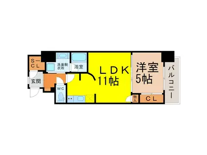 ダイワシティー大須(1LDK/5階)の間取り写真