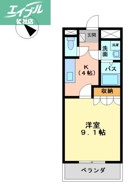ルナ・アルカディア参番館(1K/1階)の間取り写真