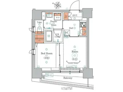 エストゥルース板橋本町(1DK/7階)の間取り写真