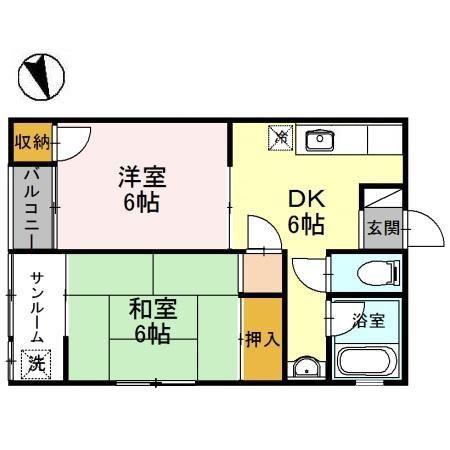 レガート(2DK/1階)の間取り写真